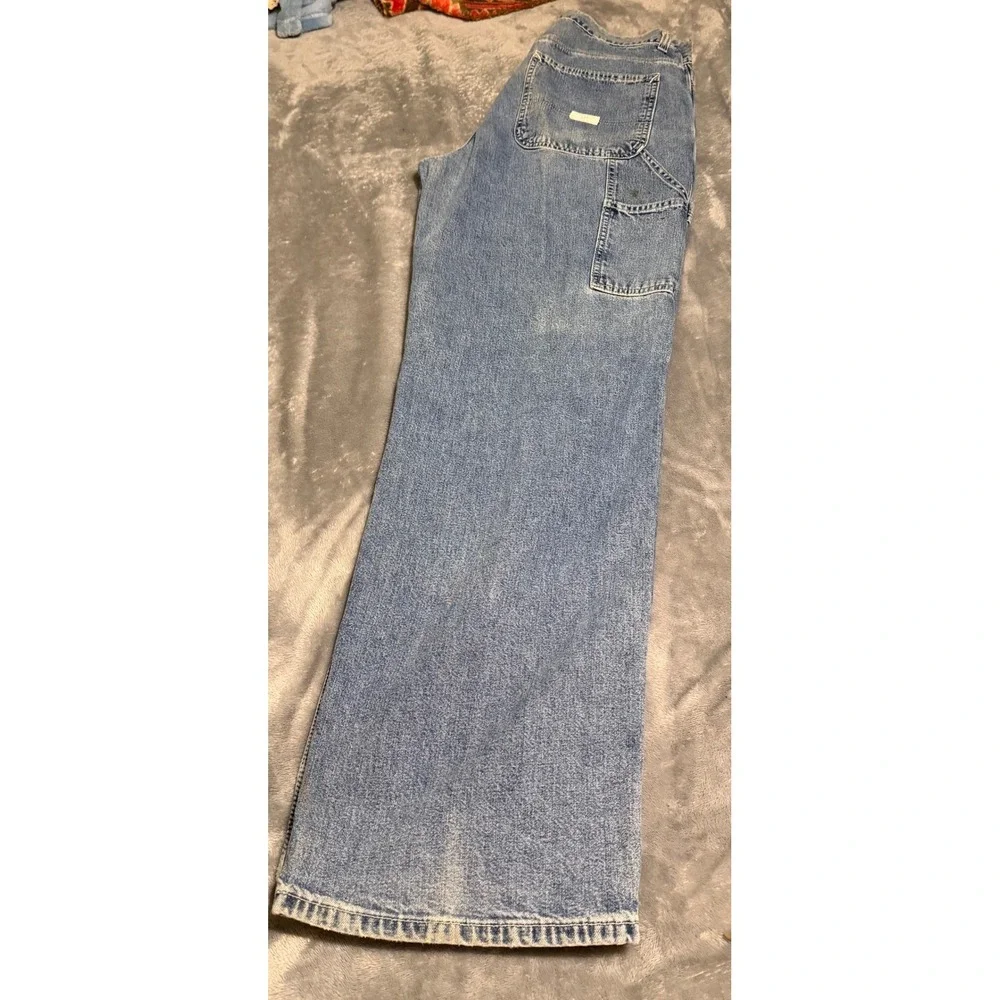 Vintage Gap Carpenter Jeans Mens 34x32 Light Wash Blue Denim Workwear Straight